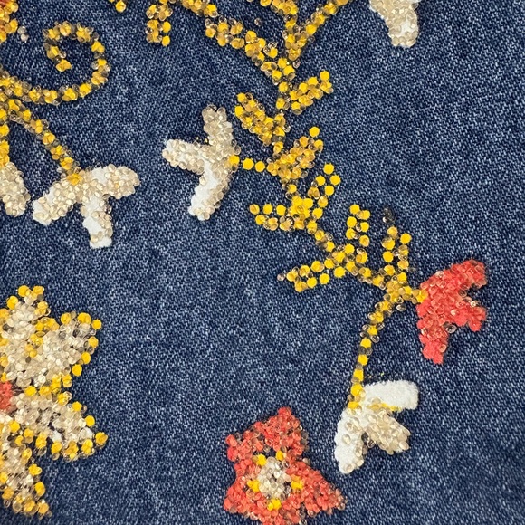 Joe Boxer Beaded Boho Wide Leg Hipster Blue Jeans for Women Size 9 - Picture 7 of 9